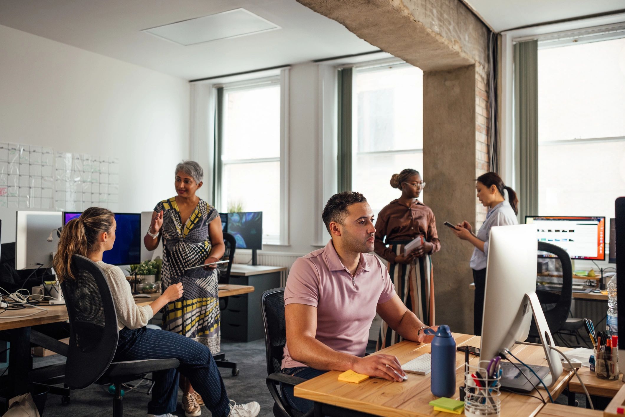 Team working in a modern office environment