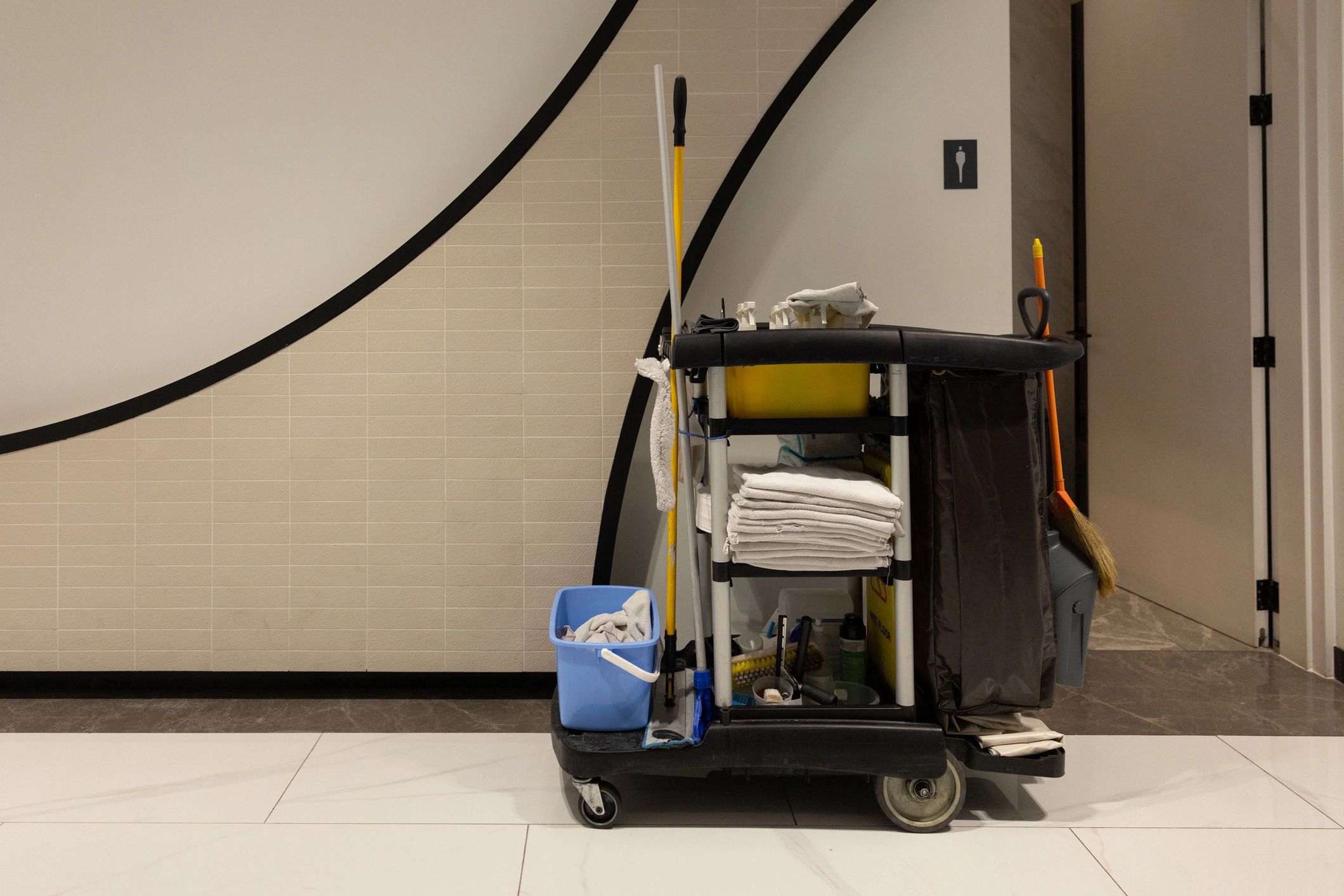 Janitorial cleaning supplies cart